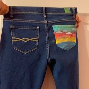 Custom sunset painted Jordache jeans